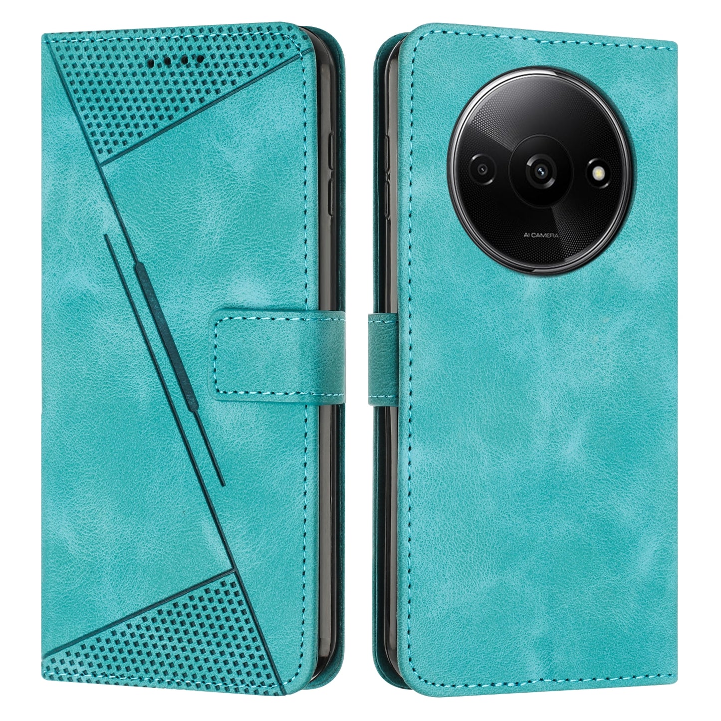 Xiaomi Redmi A3 Dream Triangle Leather Wallet Phone Case with Lanyard, Card Slot, Cash Compartment, Foldable Kickstand, Shockproof PU TPU Protective Cover