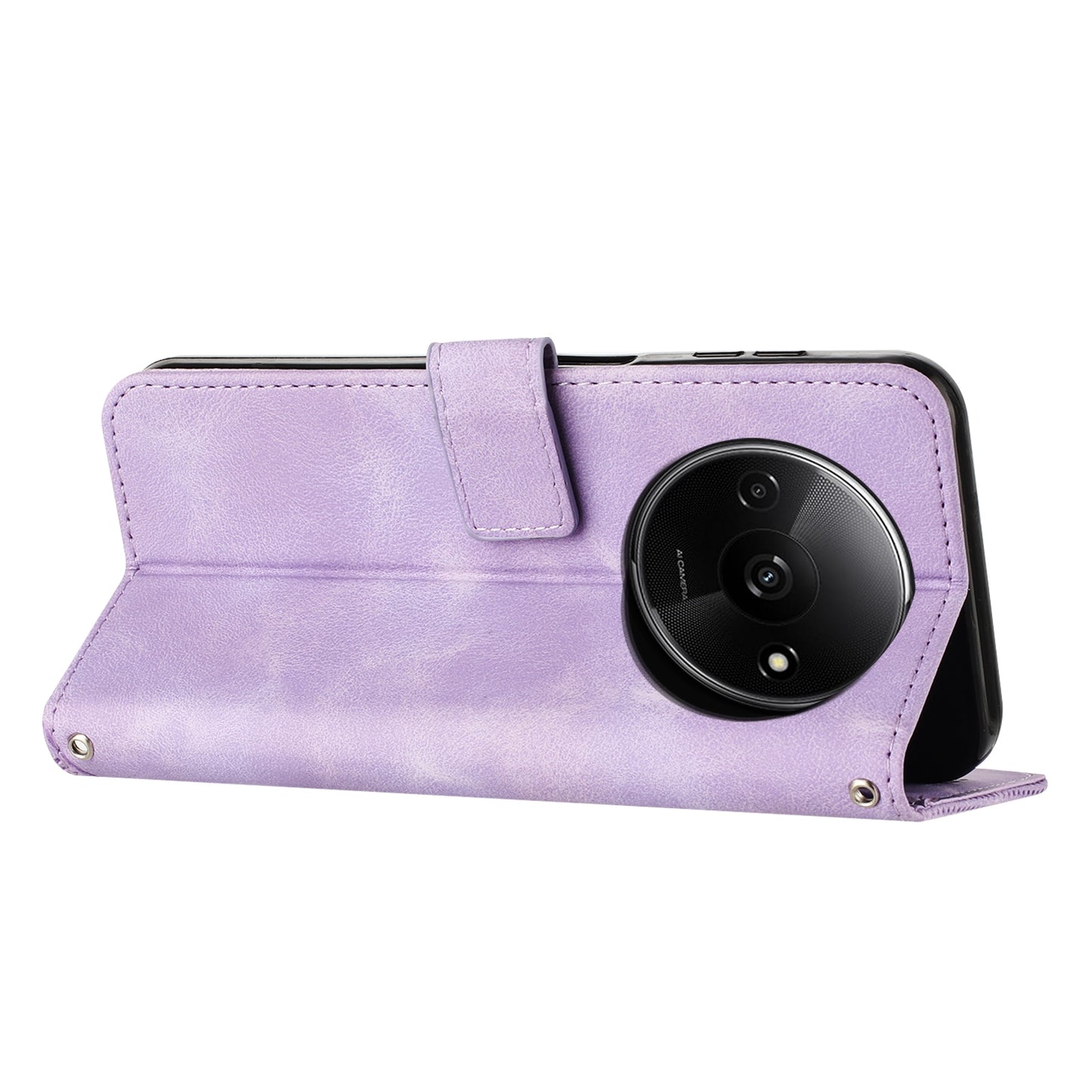 Xiaomi Redmi A3 Dream Triangle Leather Wallet Phone Case with Lanyard, Card Slot, Cash Compartment, Foldable Kickstand, Shockproof PU TPU Protective Cover