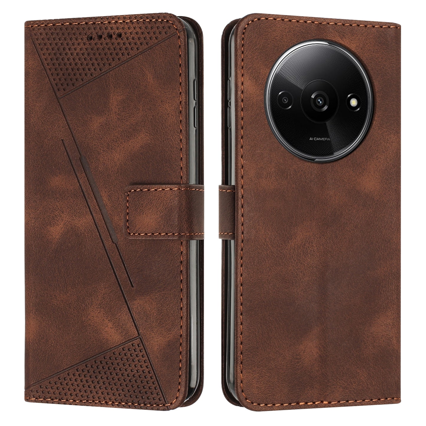 Xiaomi Redmi A3 Dream Triangle Leather Wallet Phone Case with Lanyard, Card Slot, Cash Compartment, Foldable Kickstand, Shockproof PU TPU Protective Cover