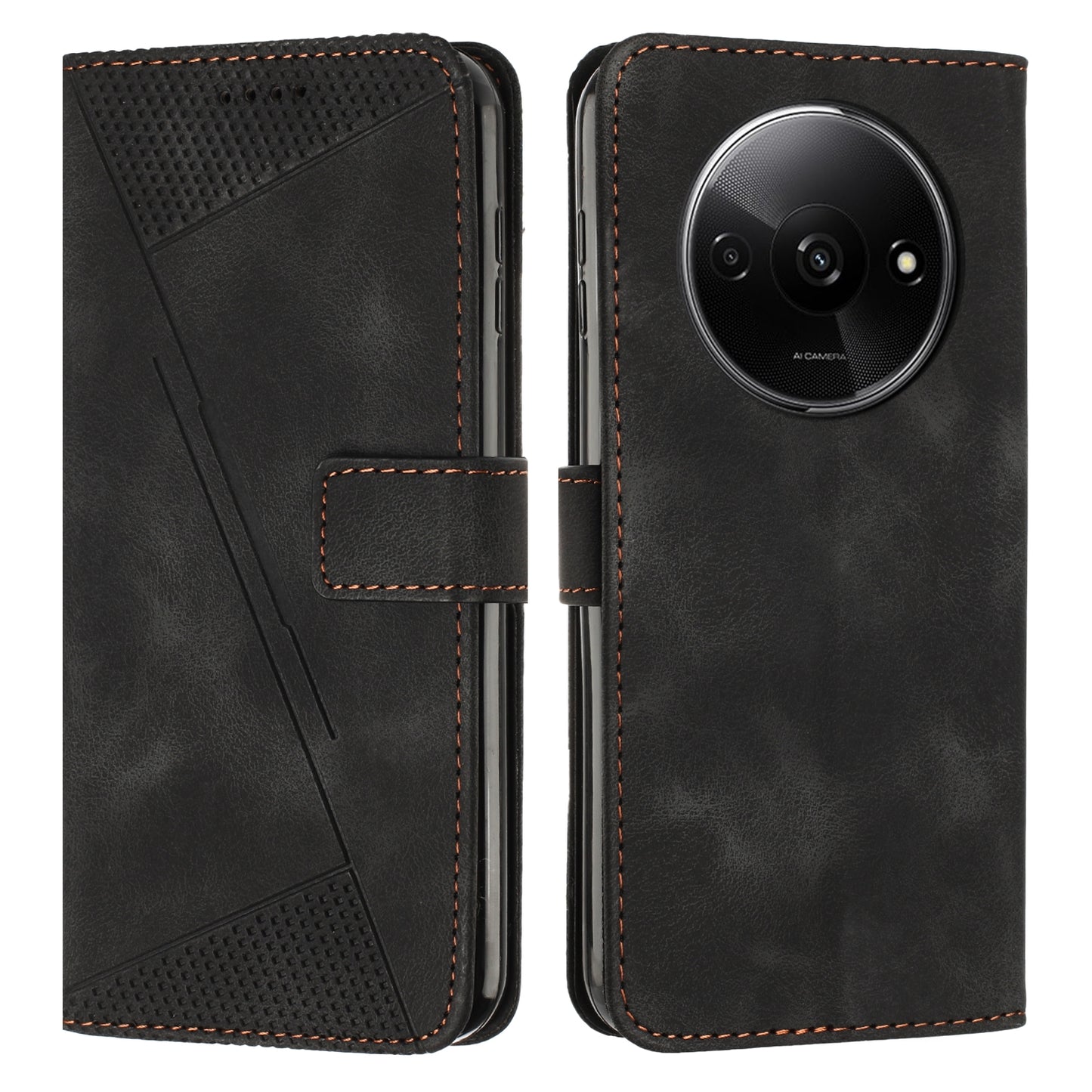 Xiaomi Redmi A3 Dream Triangle Leather Wallet Phone Case with Lanyard, Card Slot, Cash Compartment, Foldable Kickstand, Shockproof PU TPU Protective Cover