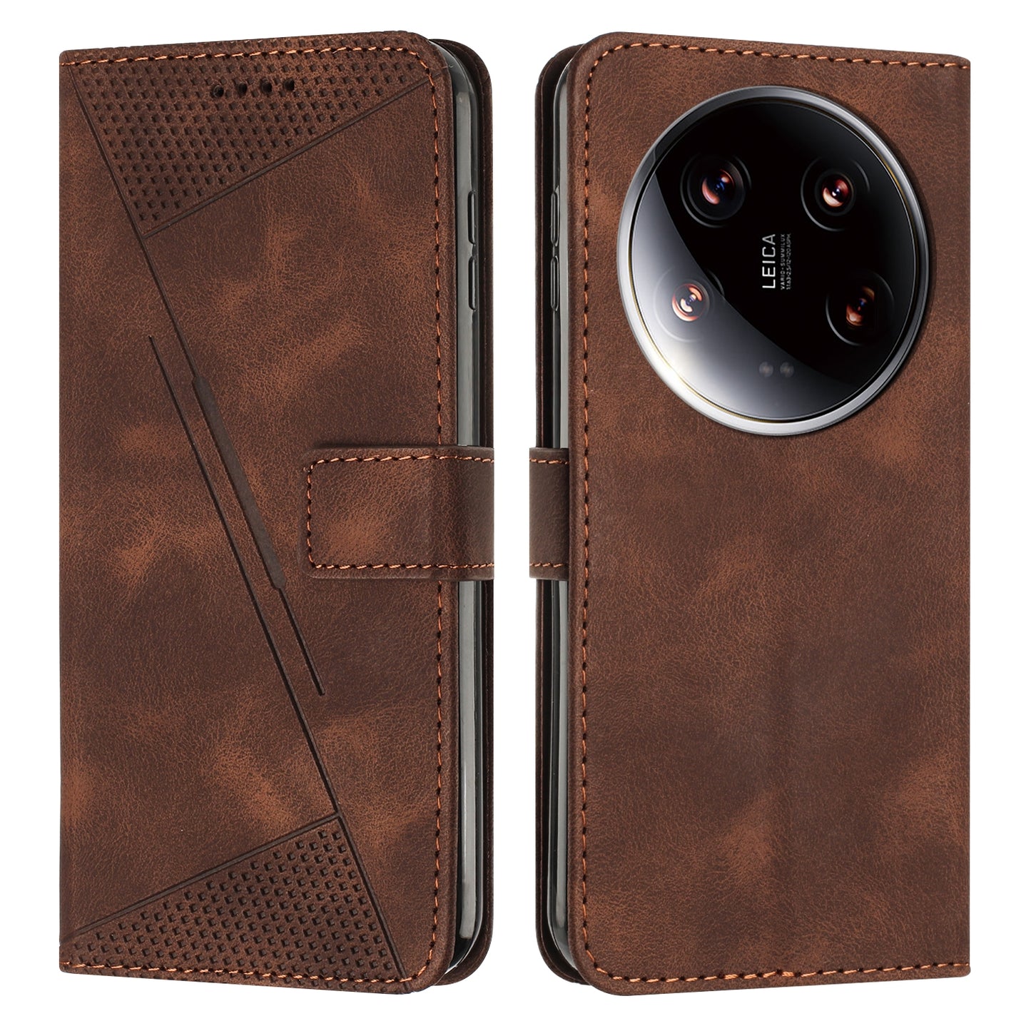 Xiaomi 14 Ultra Dream Triangle Leather Wallet Phone Case with Lanyard, Card Slot, Cash Compartment, Foldable Kickstand, Shockproof PU TPU Protective Cover