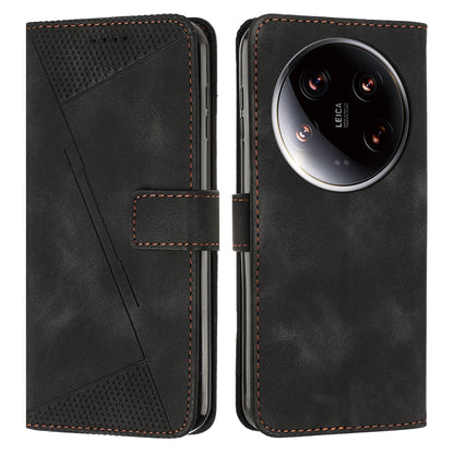 Xiaomi 14 Ultra Dream Triangle Leather Wallet Phone Case with Lanyard, Card Slot, Cash Compartment, Foldable Kickstand, Shockproof PU TPU Protective Cover