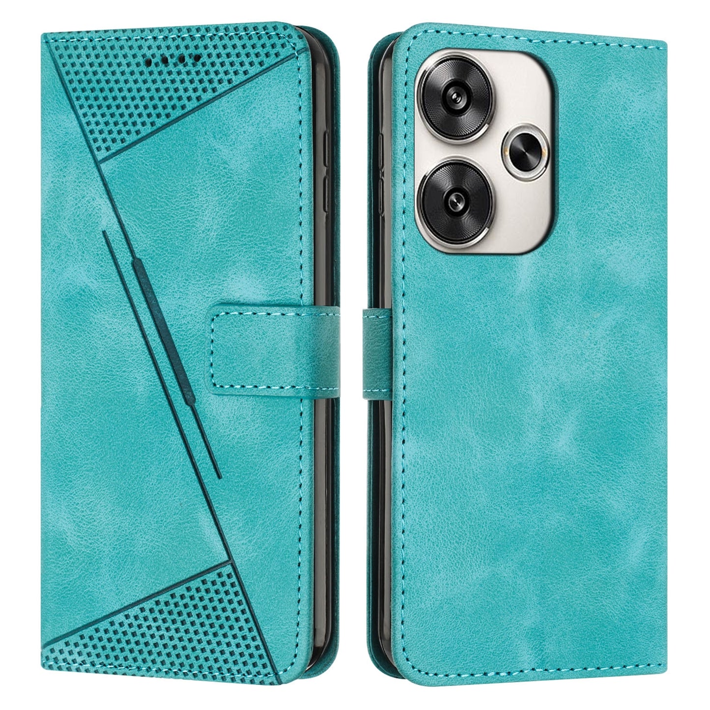 Xiaomi Redmi Turbo 3 Dream Triangle Leather Wallet Phone Case with Lanyard, Card Slot, Cash Compartment, Foldable Kickstand, Shockproof PU TPU Protective Cover