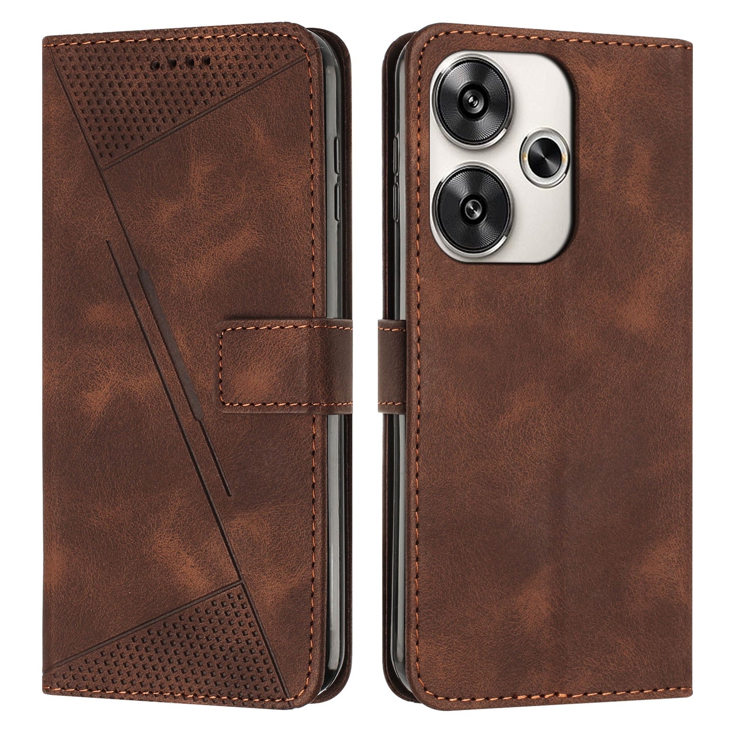 Xiaomi Redmi Turbo 3 Dream Triangle Leather Wallet Phone Case with Lanyard, Card Slot, Cash Compartment, Foldable Kickstand, Shockproof PU TPU Protective Cover