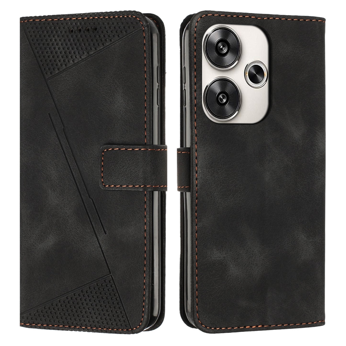 Xiaomi Redmi Turbo 3 Dream Triangle Leather Wallet Phone Case with Lanyard, Card Slot, Cash Compartment, Foldable Kickstand, Shockproof PU TPU Protective Cover