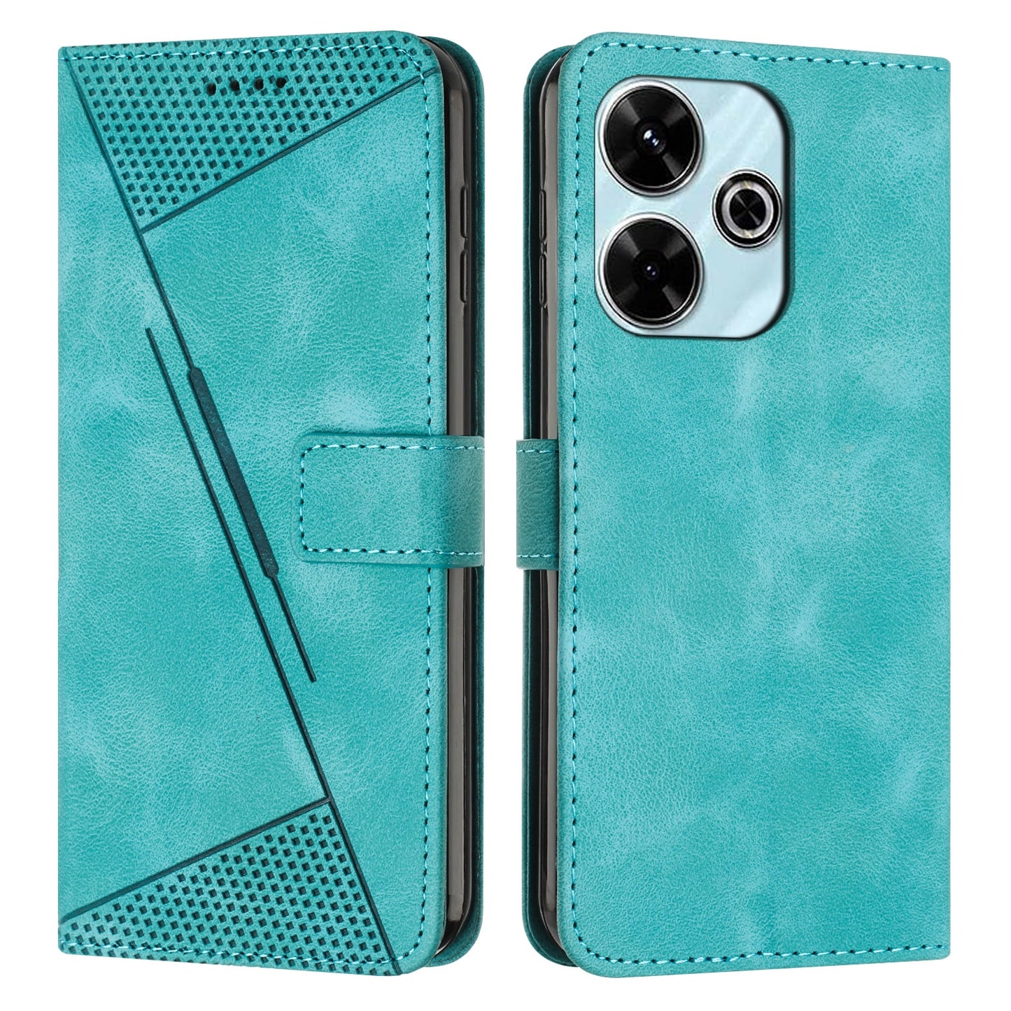 Xiaomi Redmi 13 4G Dream Triangle Leather Wallet Phone Case with Lanyard, Card Slot, Cash Compartment, Foldable Kickstand, Shockproof PU TPU Protective Cover