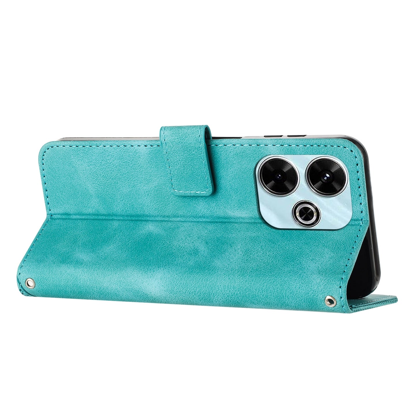 Xiaomi Redmi 13 4G Dream Triangle Leather Wallet Phone Case with Lanyard, Card Slot, Cash Compartment, Foldable Kickstand, Shockproof PU TPU Protective Cover