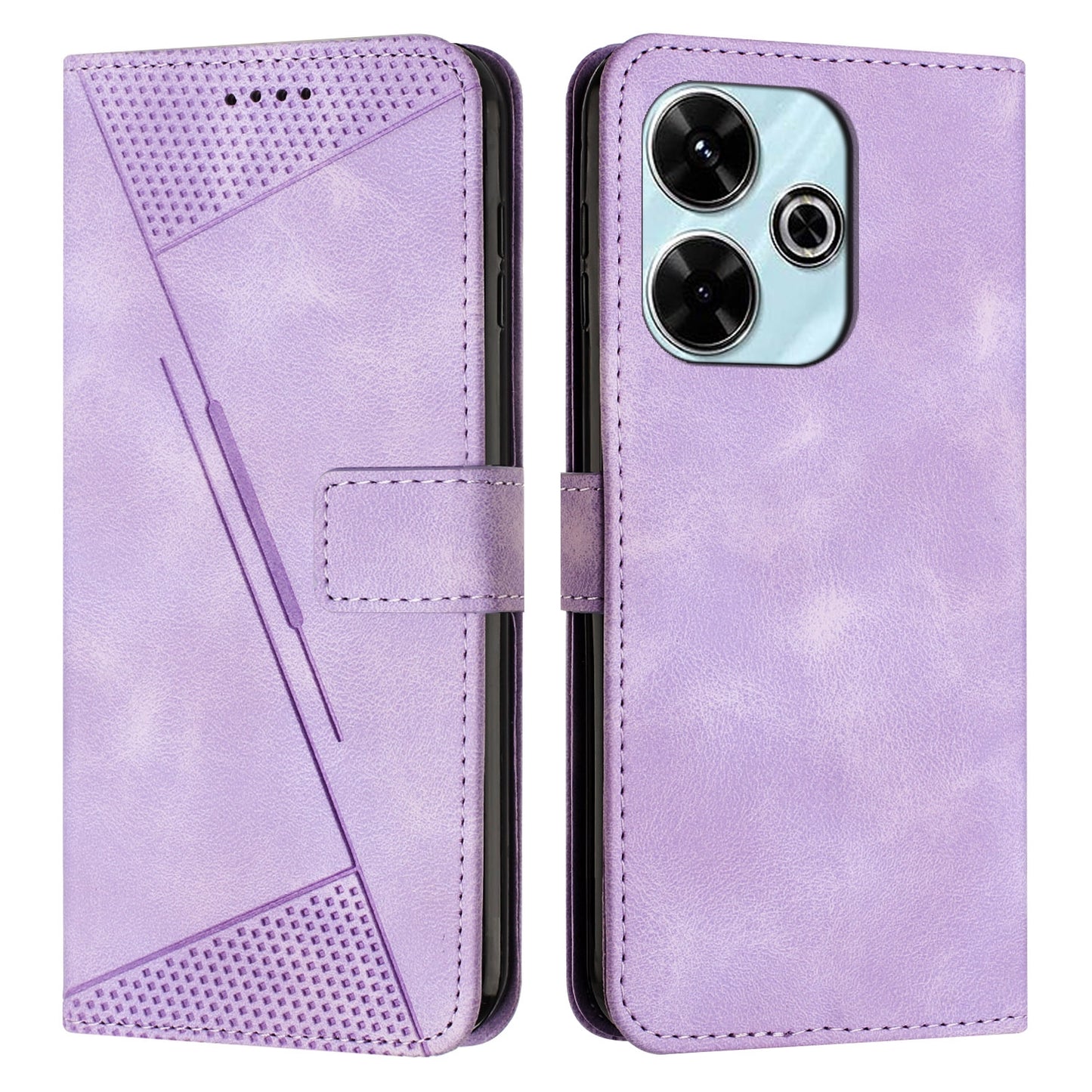 Xiaomi Redmi 13 4G Dream Triangle Leather Wallet Phone Case with Lanyard, Card Slot, Cash Compartment, Foldable Kickstand, Shockproof PU TPU Protective Cover