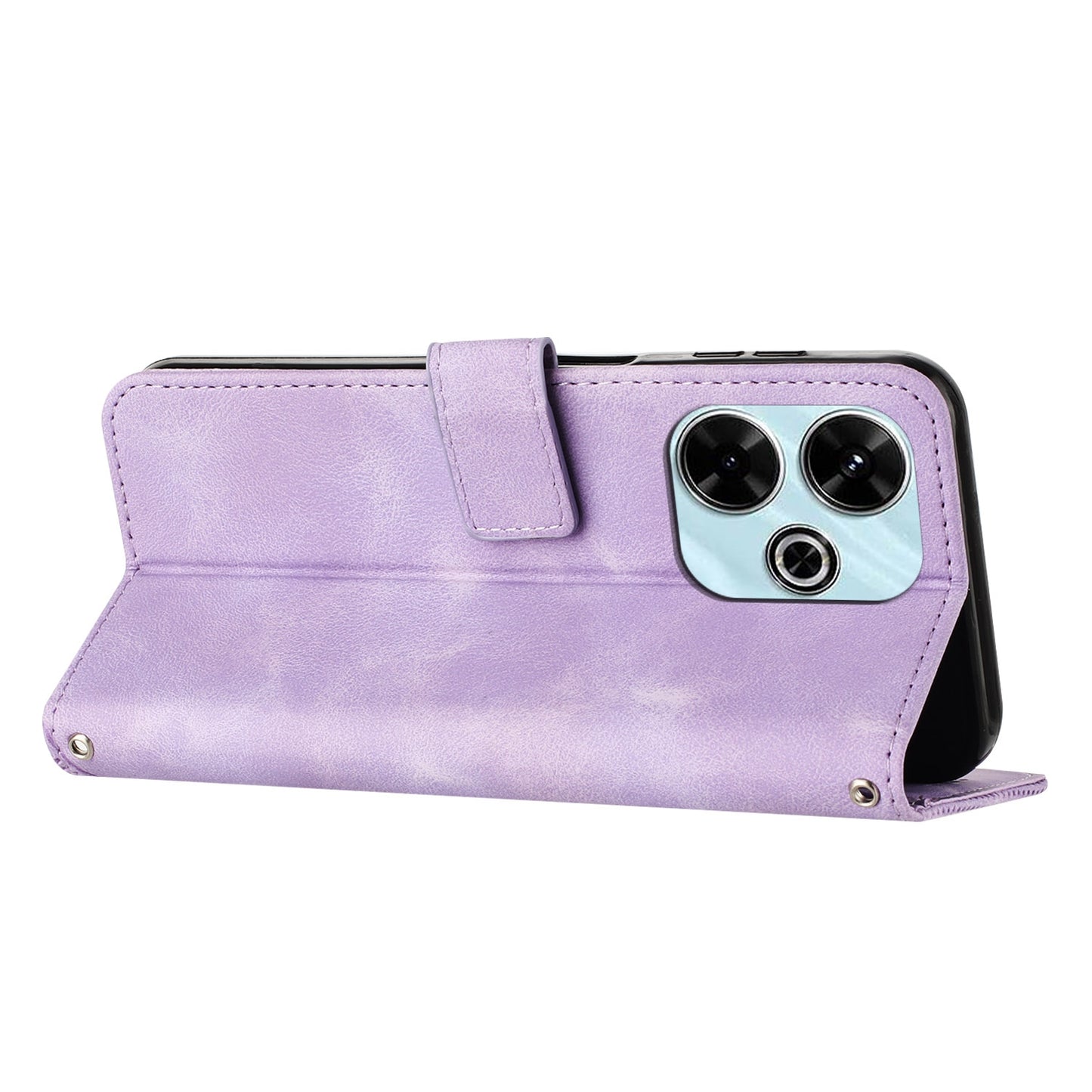 Xiaomi Redmi 13 4G Dream Triangle Leather Wallet Phone Case with Lanyard, Card Slot, Cash Compartment, Foldable Kickstand, Shockproof PU TPU Protective Cover