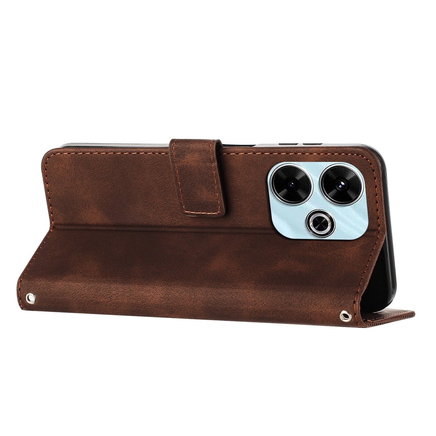 Xiaomi Redmi 13 4G Dream Triangle Leather Wallet Phone Case with Lanyard, Card Slot, Cash Compartment, Foldable Kickstand, Shockproof PU TPU Protective Cover