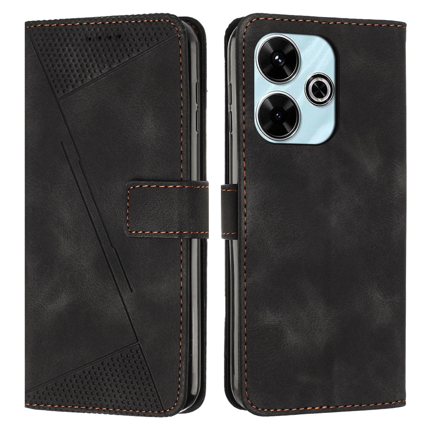 Xiaomi Redmi 13 4G Dream Triangle Leather Wallet Phone Case with Lanyard, Card Slot, Cash Compartment, Foldable Kickstand, Shockproof PU TPU Protective Cover