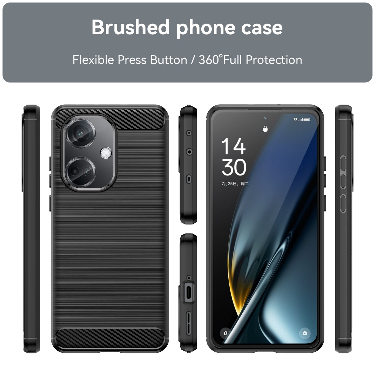 OPPO K11 5G Carbon Fiber Brushed Texture TPU Protective Phone Case Shockproof Slim Cover