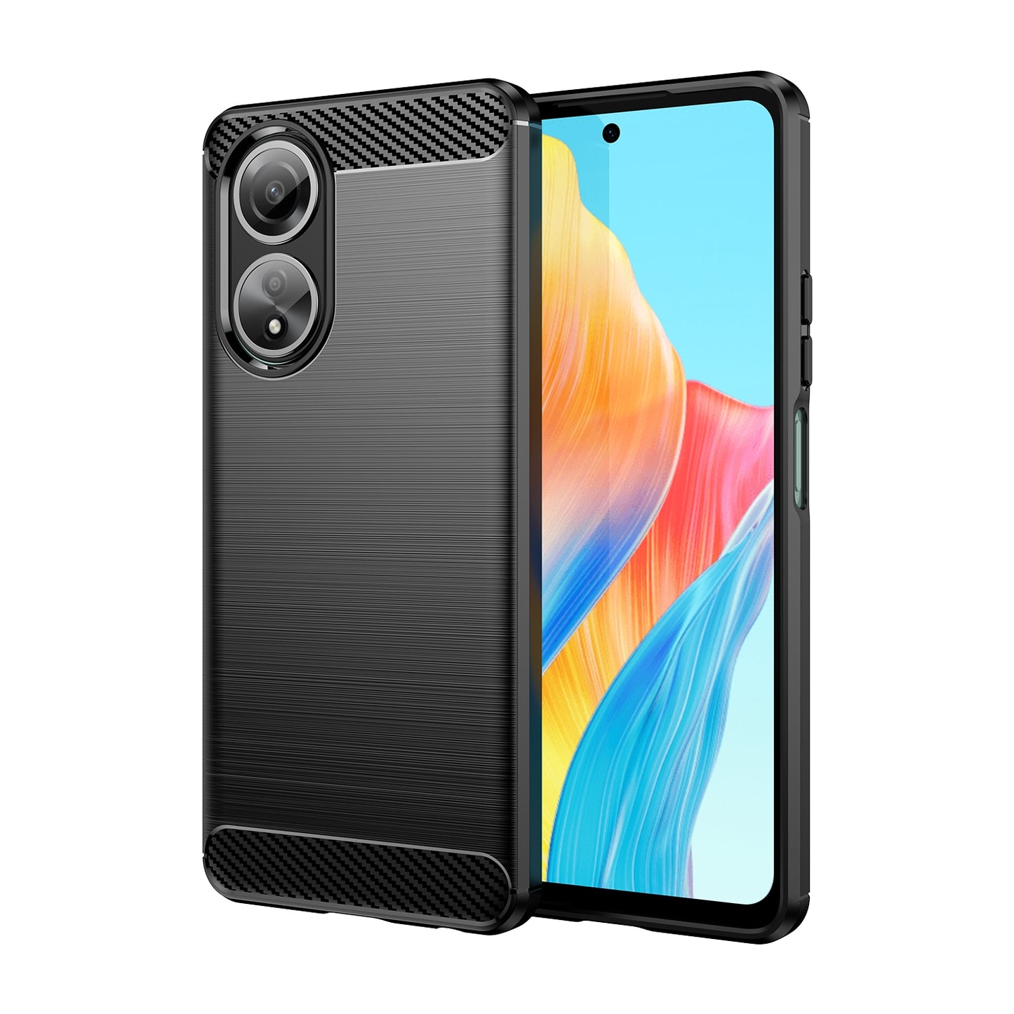 OPPO A58 4G Carbon Fiber Brushed Texture TPU Protective Phone Case Shockproof Slim Cover