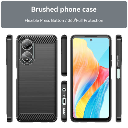 OPPO A58 4G Carbon Fiber Brushed Texture TPU Protective Phone Case Shockproof Slim Cover