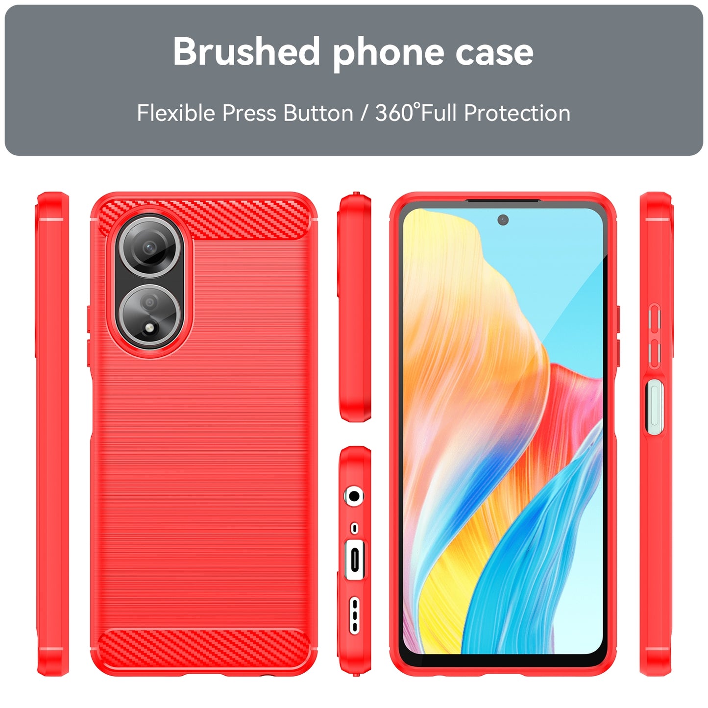 OPPO A58 4G Carbon Fiber Brushed Texture TPU Protective Phone Case Shockproof Slim Cover