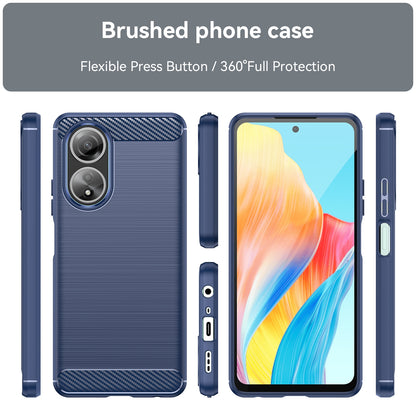OPPO A58 4G Carbon Fiber Brushed Texture TPU Protective Phone Case Shockproof Slim Cover