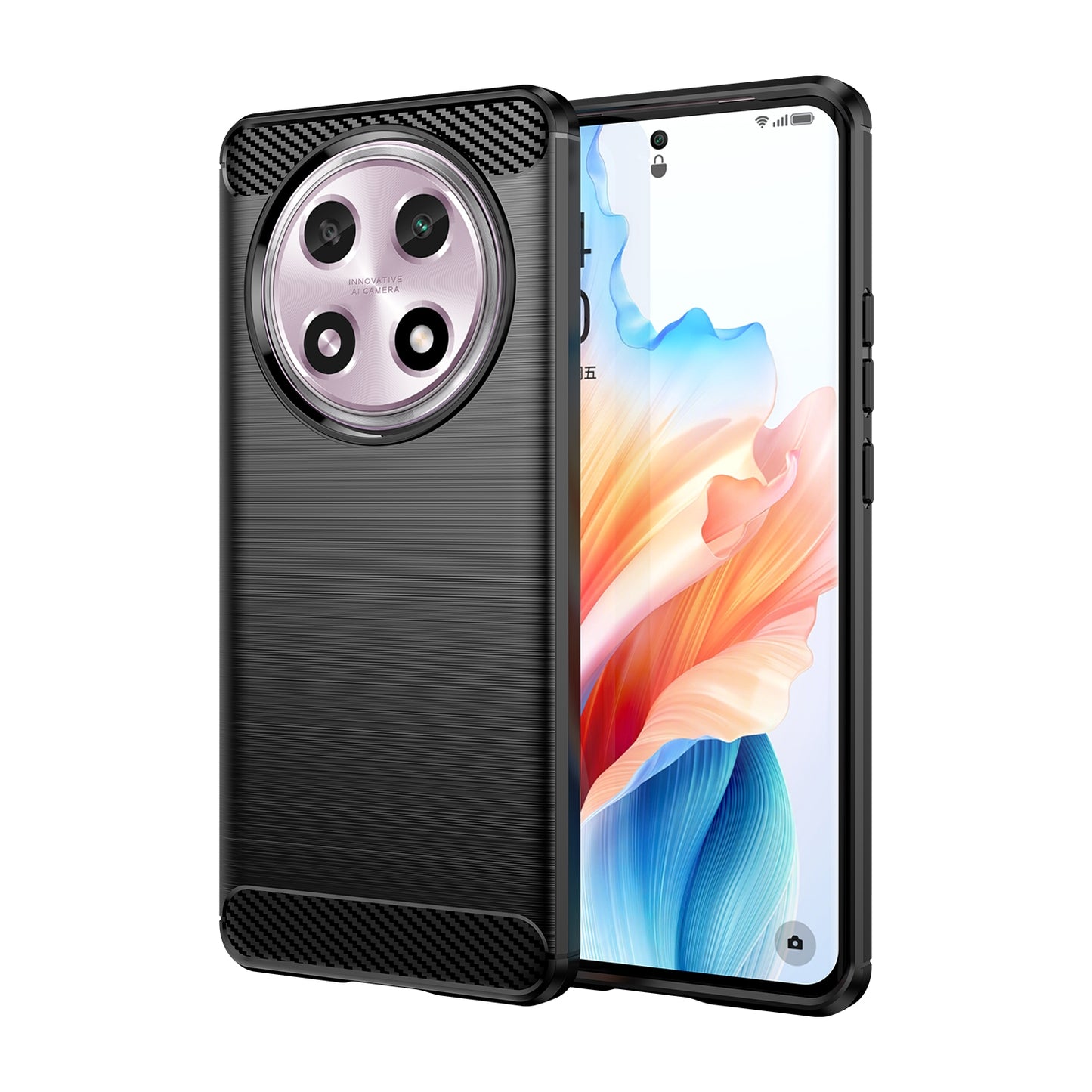 OPPO A2 Pro Carbon Fiber Brushed Texture TPU Protective Phone Case Shockproof Slim Cover