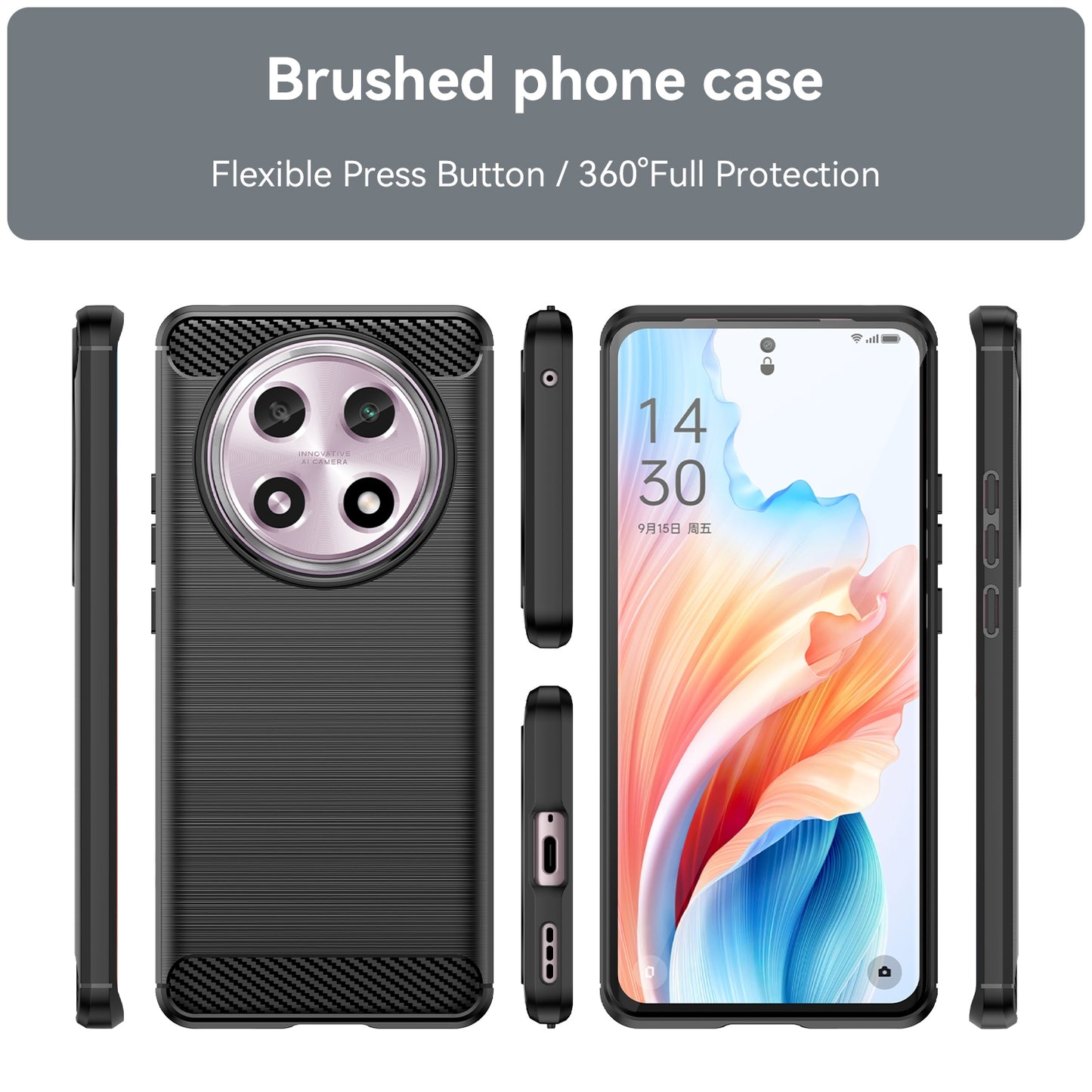 OPPO A2 Pro Carbon Fiber Brushed Texture TPU Protective Phone Case Shockproof Slim Cover
