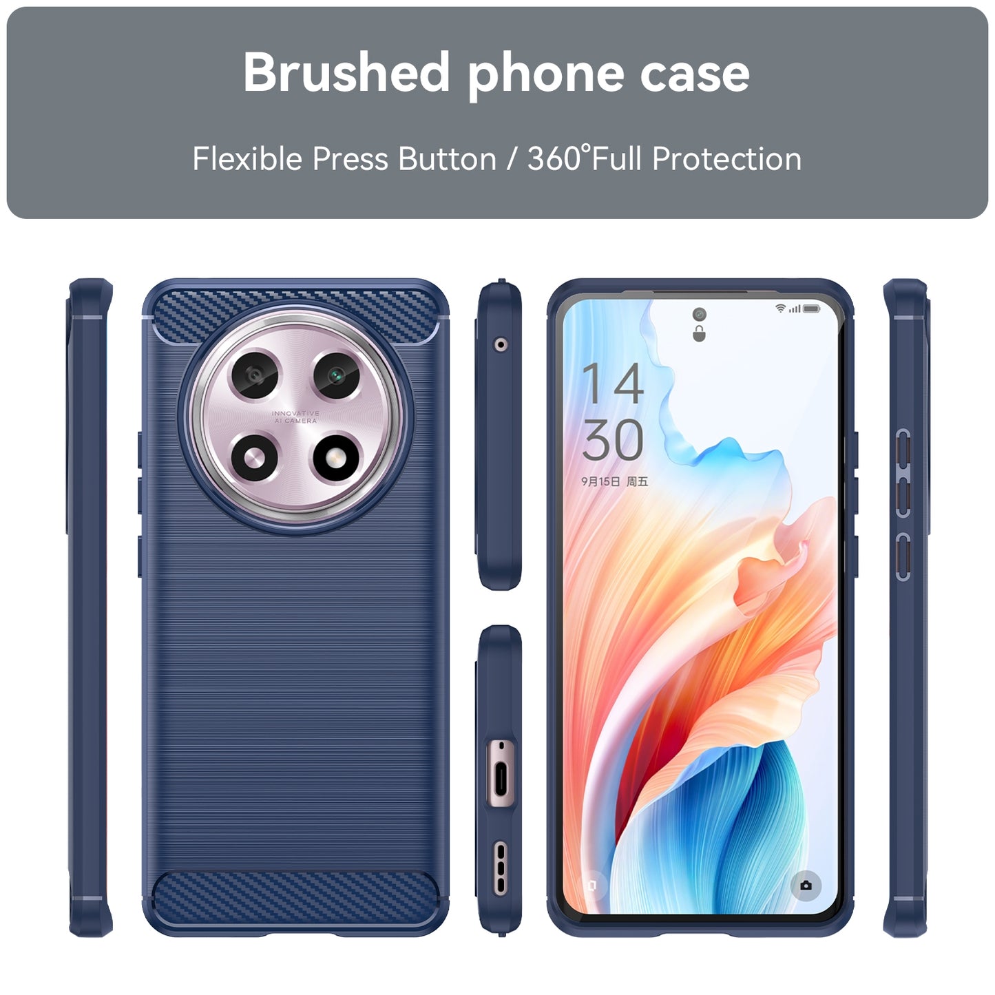 OPPO A2 Pro Carbon Fiber Brushed Texture TPU Protective Phone Case Shockproof Slim Cover