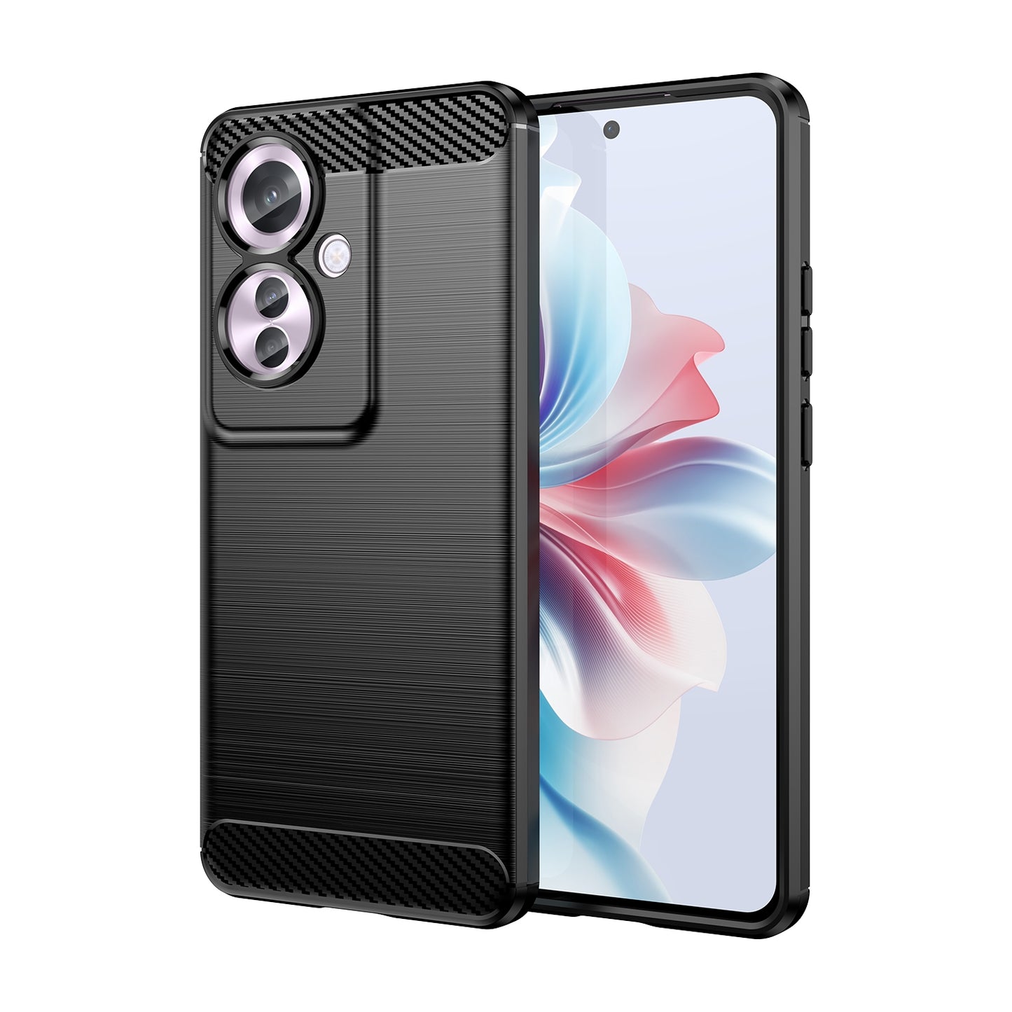 OPPO Reno11 F 5G Carbon Fiber Brushed Texture TPU Protective Phone Case Shockproof Slim Cover