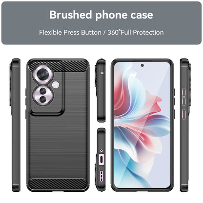 OPPO Reno11 F 5G Carbon Fiber Brushed Texture TPU Protective Phone Case Shockproof Slim Cover