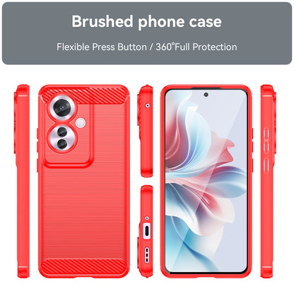 OPPO Reno11 F 5G Carbon Fiber Brushed Texture TPU Protective Phone Case Shockproof Slim Cover