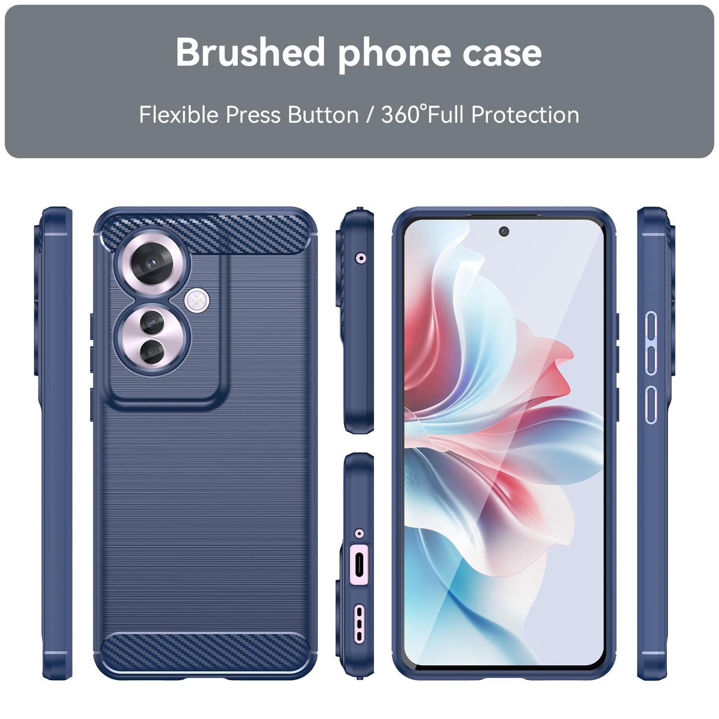 OPPO Reno11 F 5G Carbon Fiber Brushed Texture TPU Protective Phone Case Shockproof Slim Cover