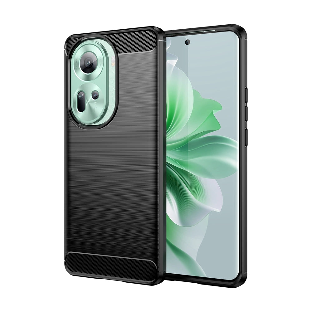 OPPO Reno11 Carbon Fiber Brushed Texture TPU Protective Phone Case Shockproof Slim Cover