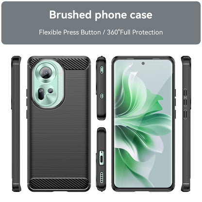 OPPO Reno11 Carbon Fiber Brushed Texture TPU Protective Phone Case Shockproof Slim Cover