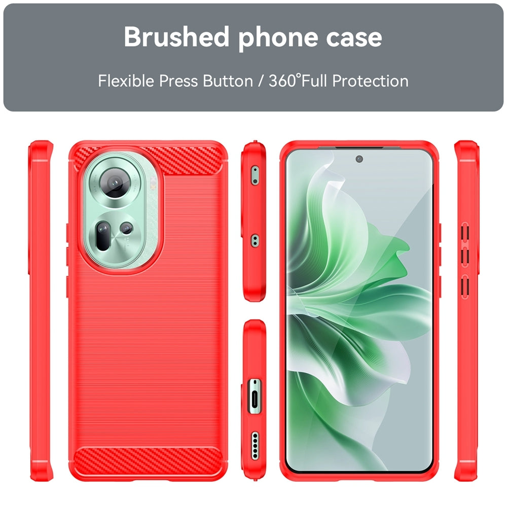 OPPO Reno11 Carbon Fiber Brushed Texture TPU Protective Phone Case Shockproof Slim Cover