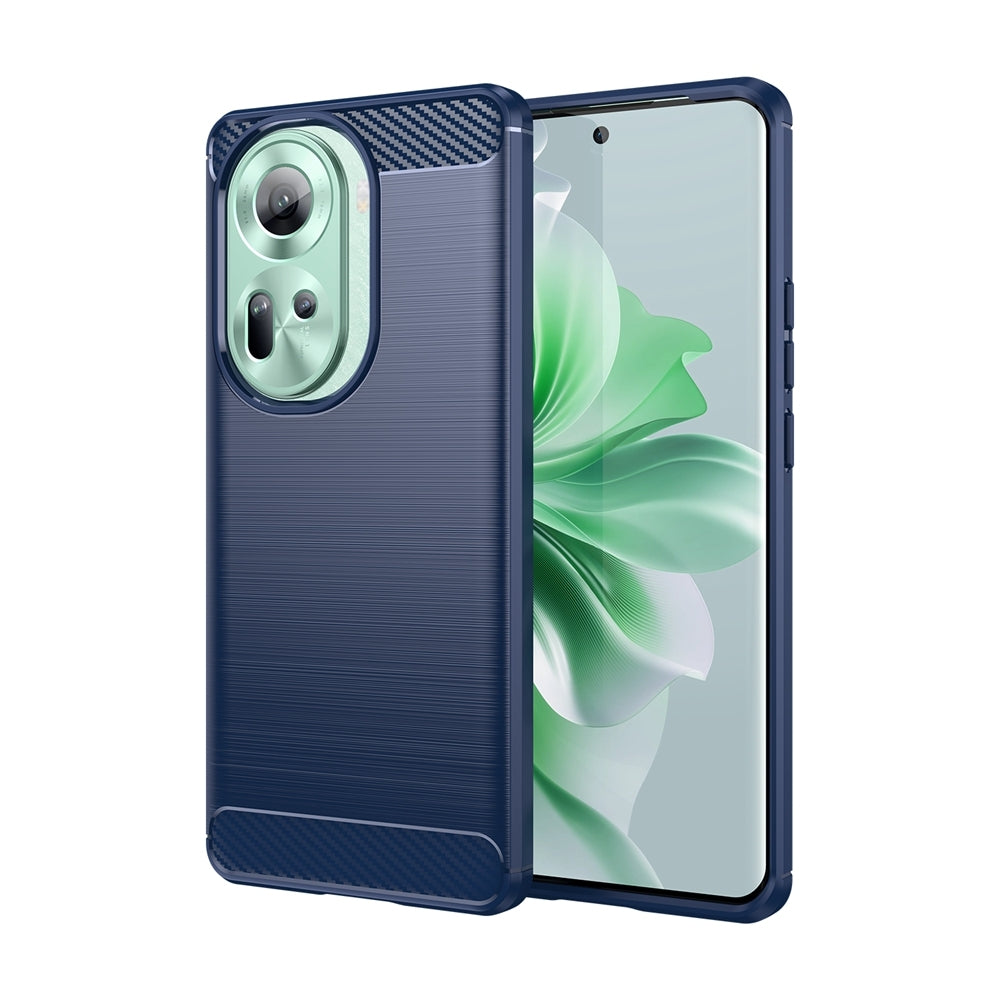 OPPO Reno11 Carbon Fiber Brushed Texture TPU Protective Phone Case Shockproof Slim Cover