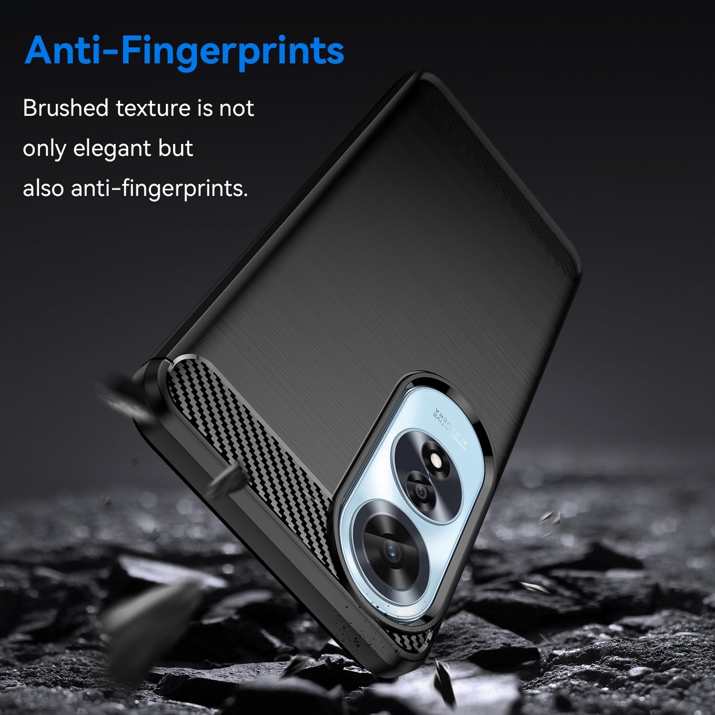 OPPO A60 Carbon Fiber Brushed Texture TPU Protective Phone Case Shockproof Slim Cover