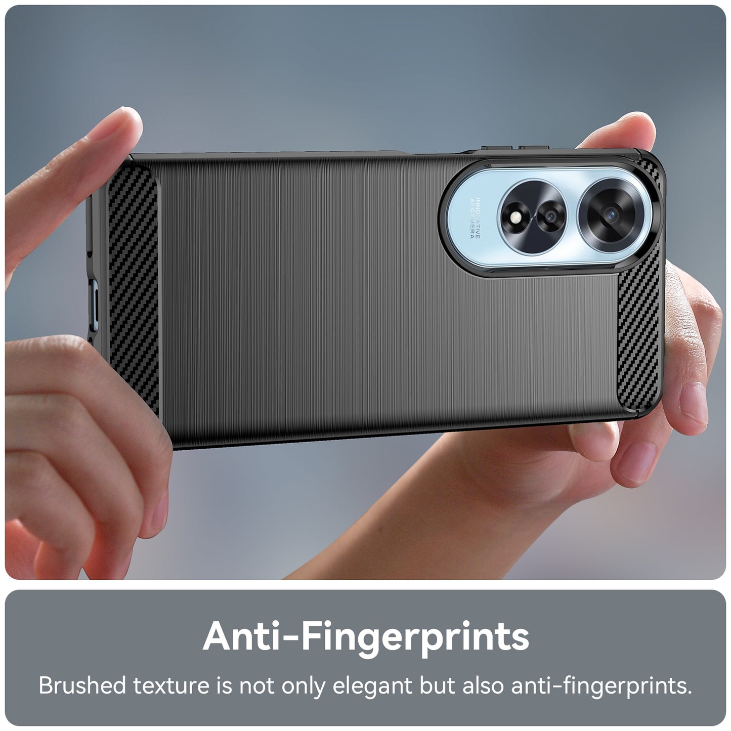 OPPO A60 Carbon Fiber Brushed Texture TPU Protective Phone Case Shockproof Slim Cover