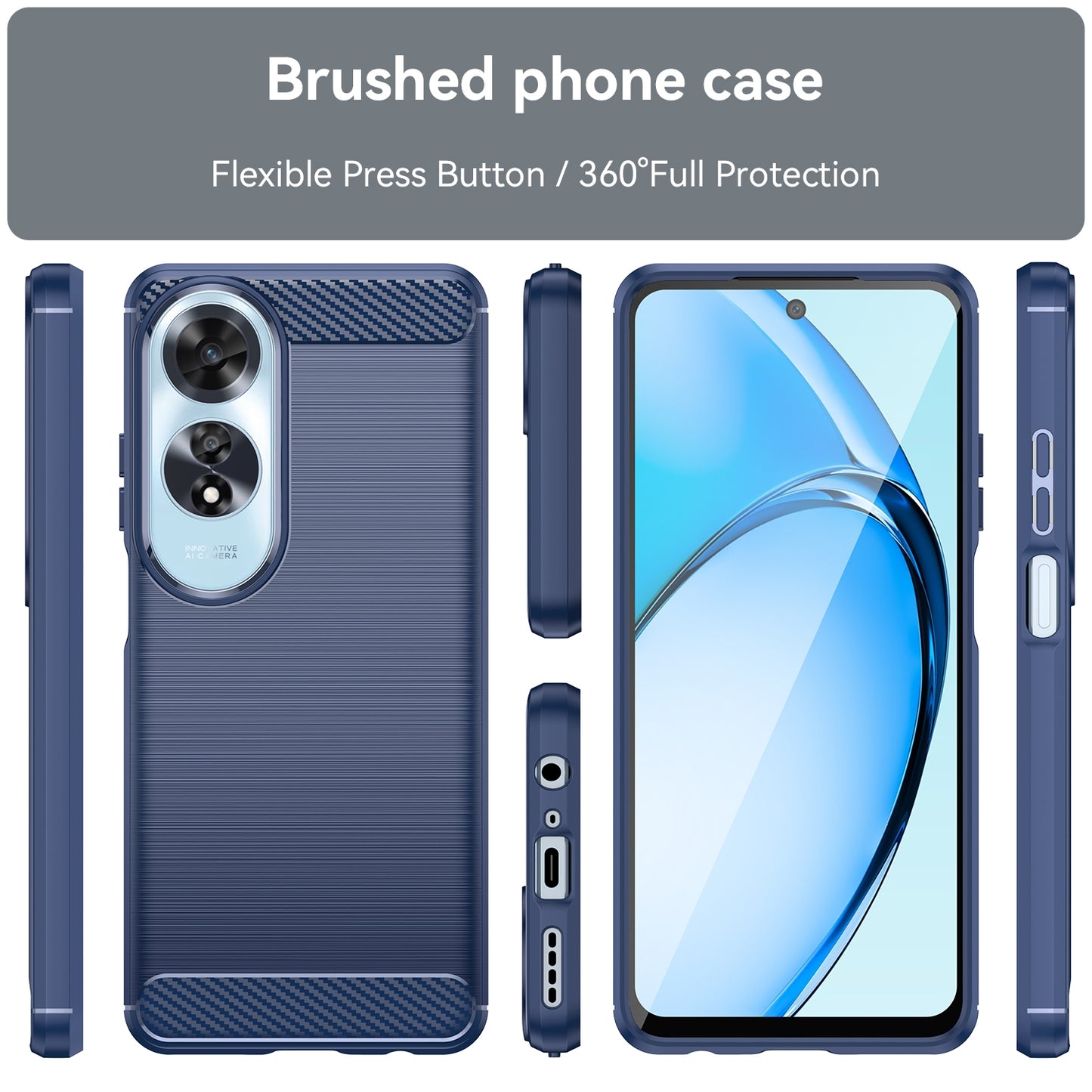 OPPO A60 Carbon Fiber Brushed Texture TPU Protective Phone Case Shockproof Slim Cover
