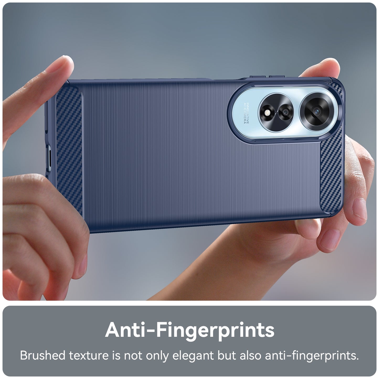 OPPO A60 Carbon Fiber Brushed Texture TPU Protective Phone Case Shockproof Slim Cover