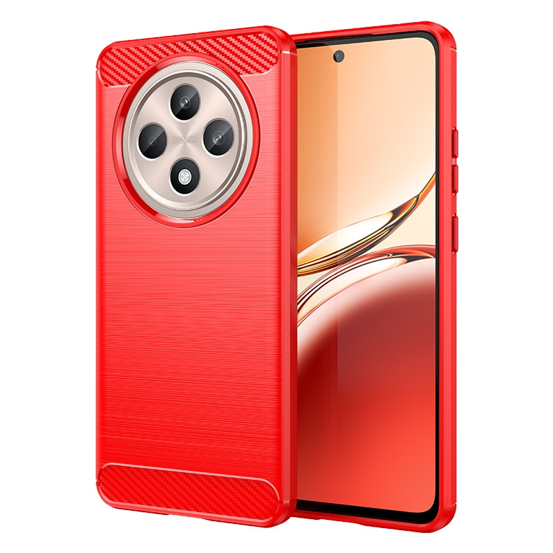 OPPO Reno12 F 4G Carbon Fiber Brushed Texture TPU Protective Phone Case Shockproof Slim Cover