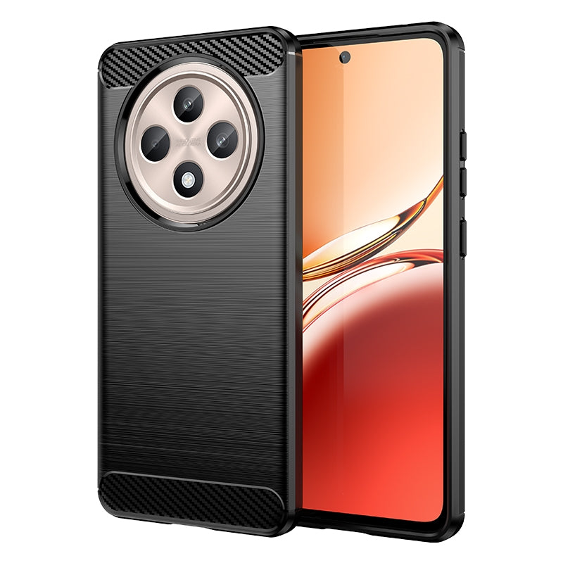 OPPO Reno12 F 5G Carbon Fiber Brushed Texture TPU Protective Phone Case Shockproof Slim Cover