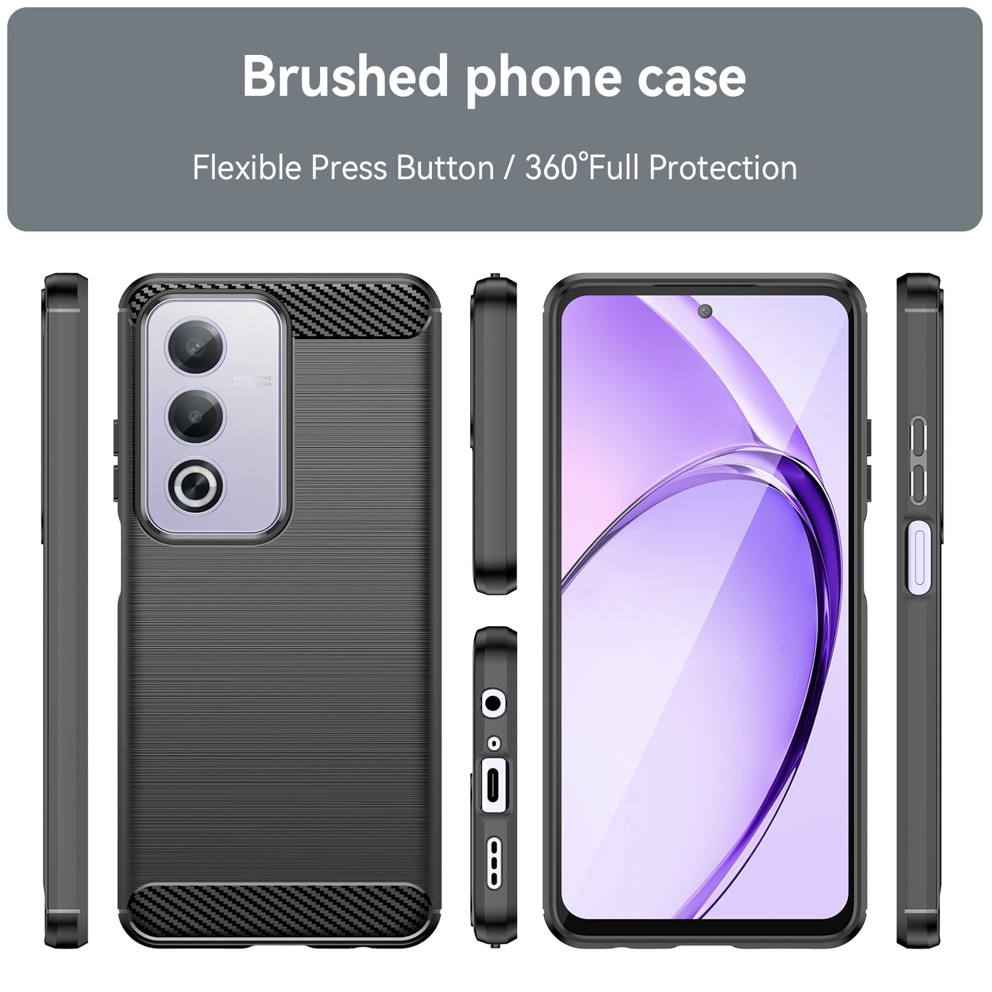 OPPO A3 Pro India Carbon Fiber Brushed Texture TPU Protective Phone Case Shockproof Slim Cover