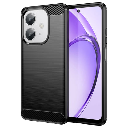 OPPO A3x 5G India Carbon Fiber Brushed Texture TPU Protective Phone Case Shockproof Slim Cover