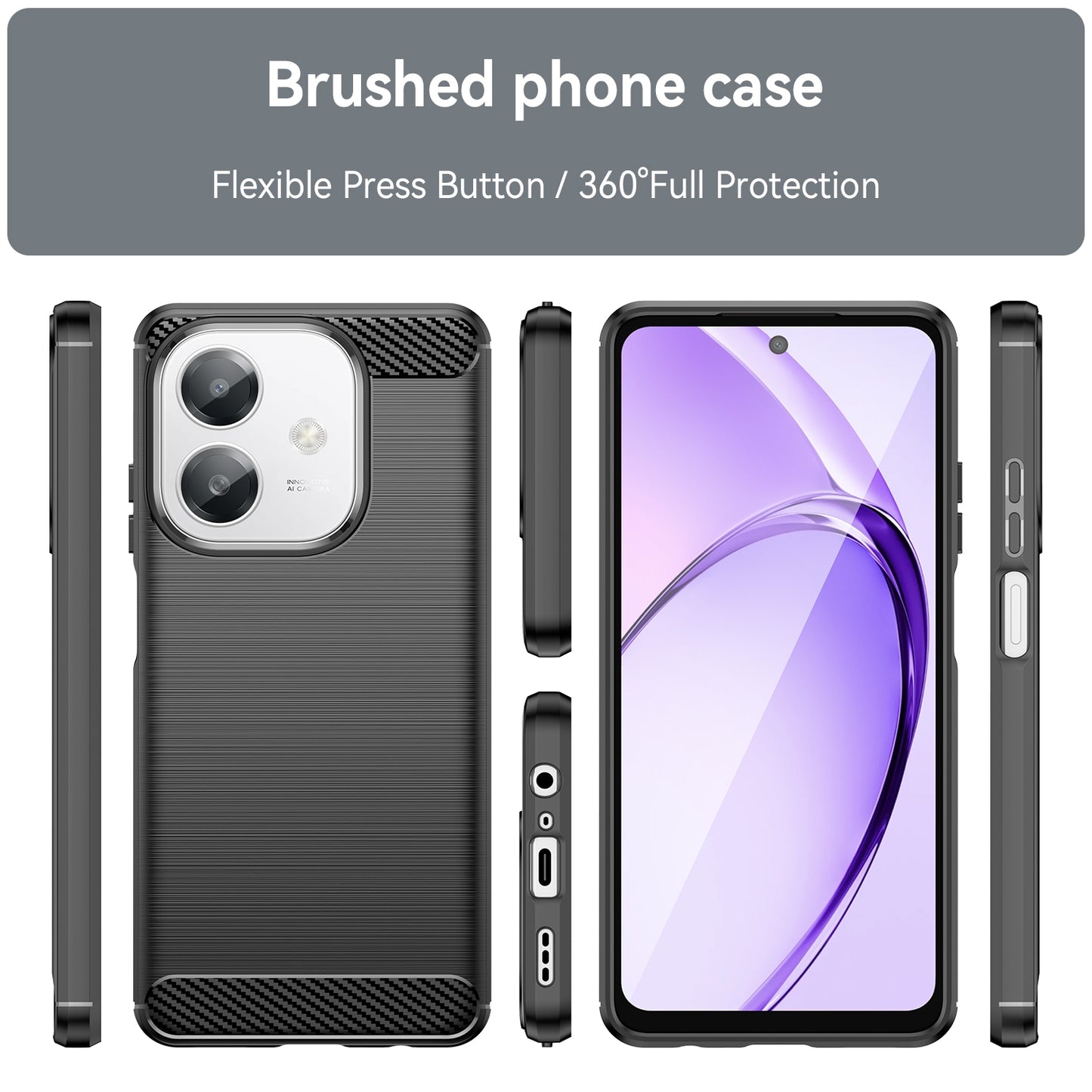 OPPO A3x 5G India Carbon Fiber Brushed Texture TPU Protective Phone Case Shockproof Slim Cover