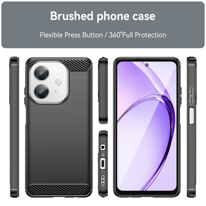 OPPO A3x 5G India Carbon Fiber Brushed Texture TPU Protective Phone Case Shockproof Slim Cover