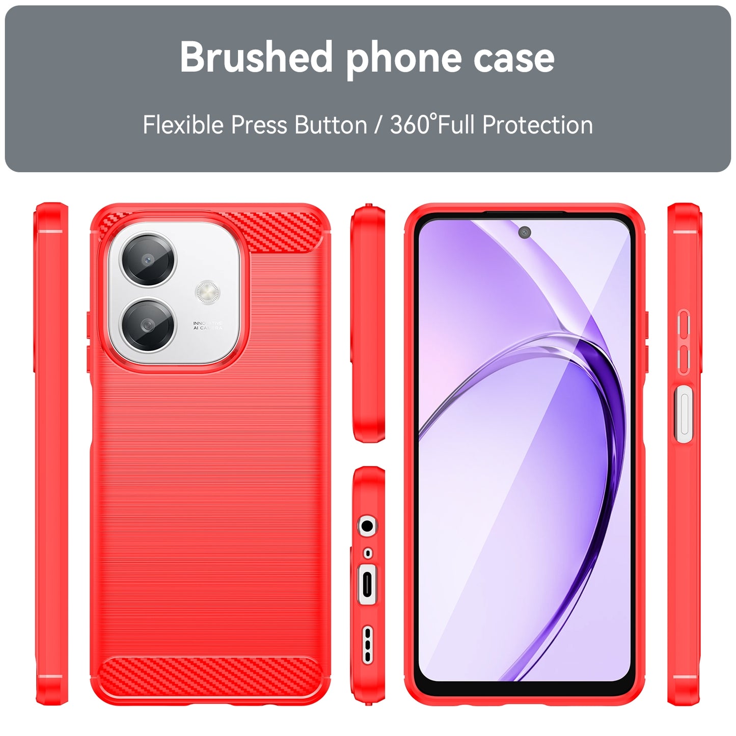 OPPO A3x 5G India Carbon Fiber Brushed Texture TPU Protective Phone Case Shockproof Slim Cover