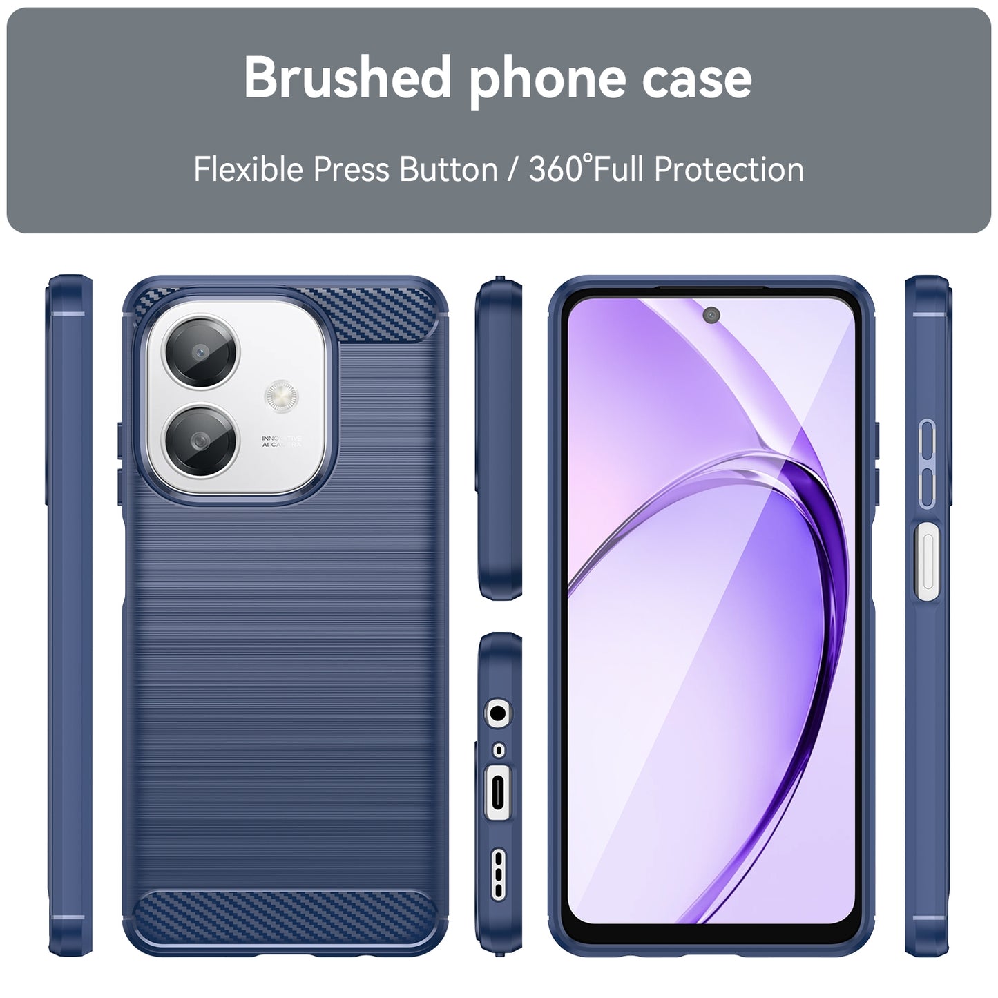 OPPO A3x 5G India Carbon Fiber Brushed Texture TPU Protective Phone Case Shockproof Slim Cover