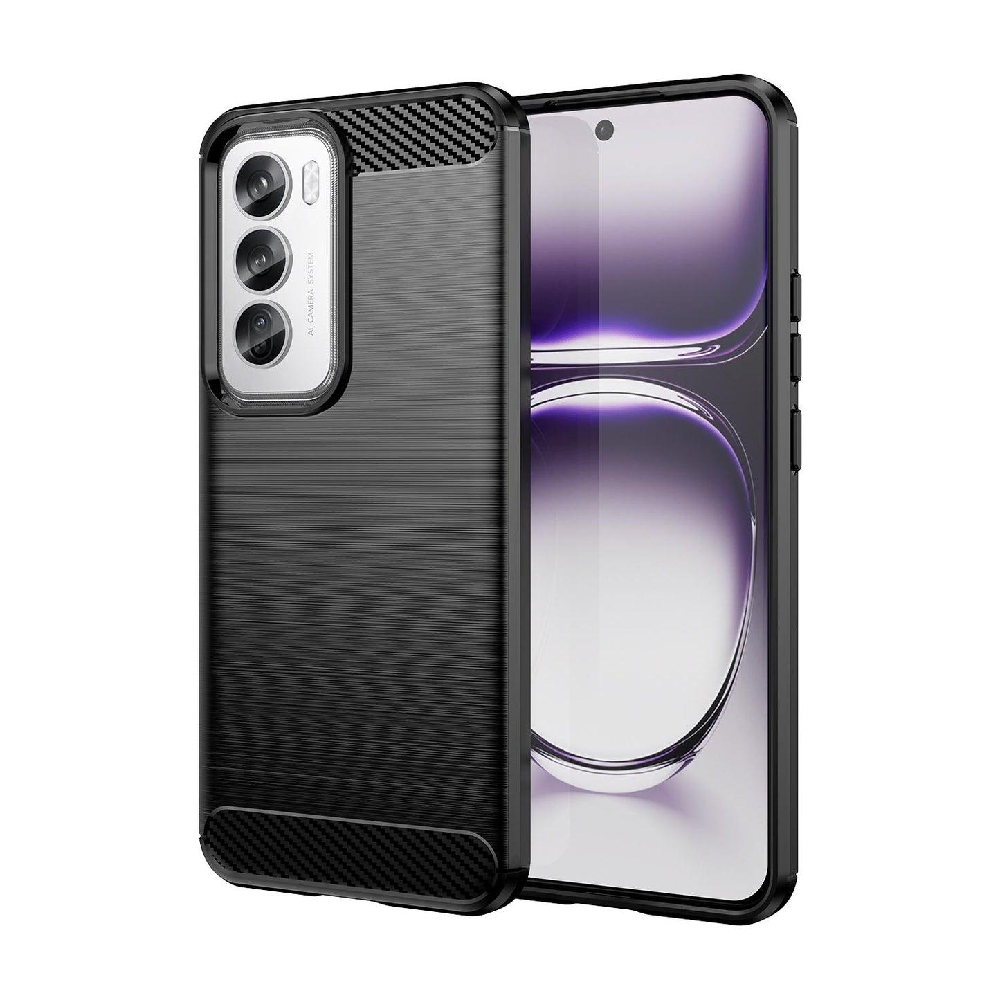 OPPO Reno12 Pro Carbon Fiber Brushed Texture TPU Protective Phone Case Shockproof Slim Cover