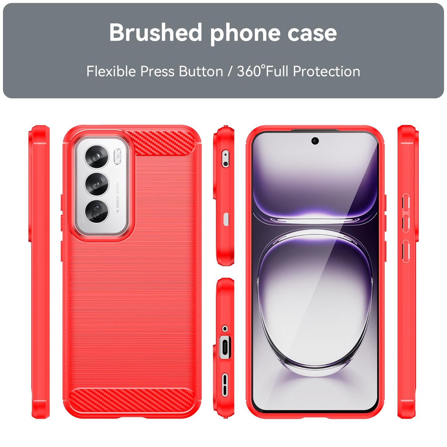 OPPO Reno12 Pro Carbon Fiber Brushed Texture TPU Protective Phone Case Shockproof Slim Cover