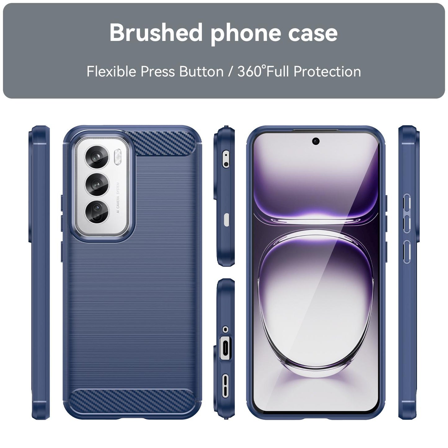 OPPO Reno12 Pro Carbon Fiber Brushed Texture TPU Protective Phone Case Shockproof Slim Cover