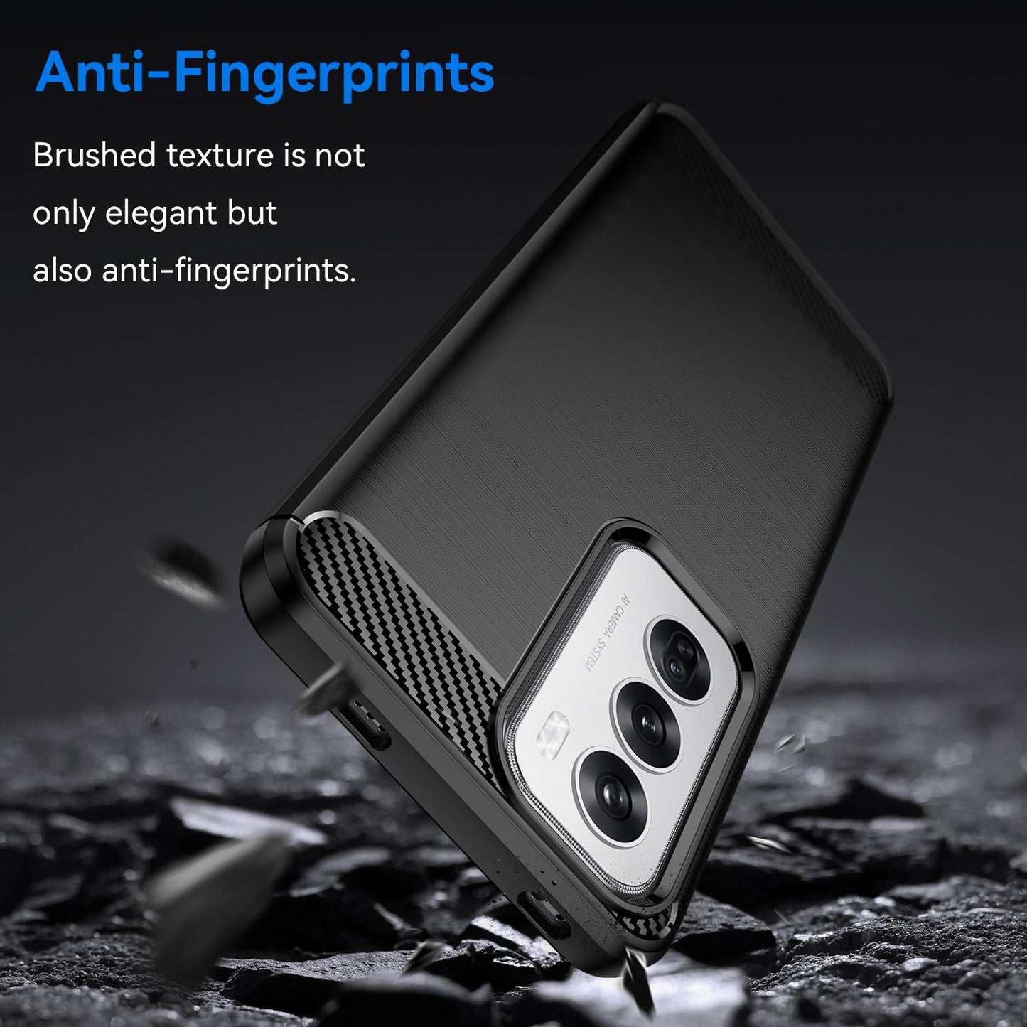 OPPO Reno12 Carbon Fiber Brushed Texture TPU Protective Phone Case Shockproof Slim Cover