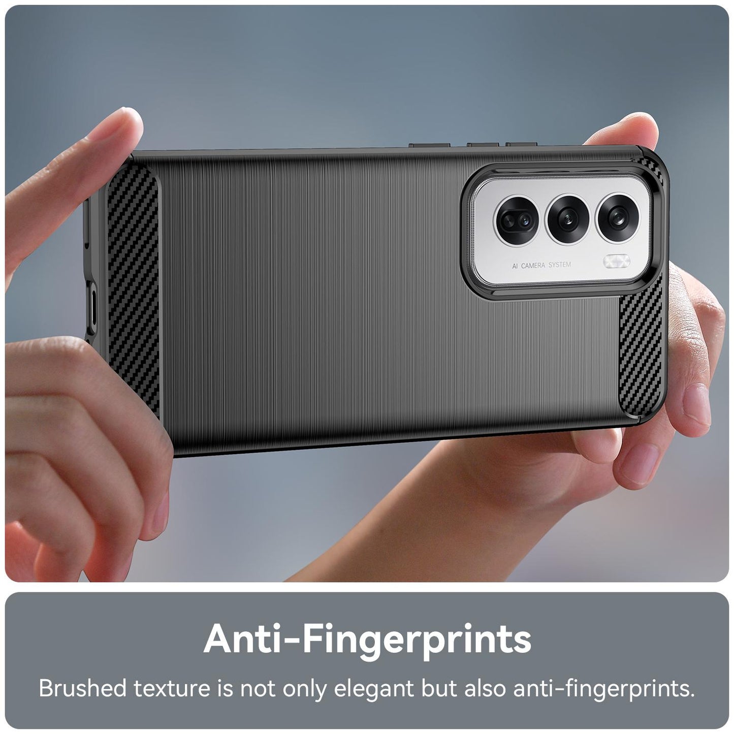 OPPO Reno12 Carbon Fiber Brushed Texture TPU Protective Phone Case Shockproof Slim Cover