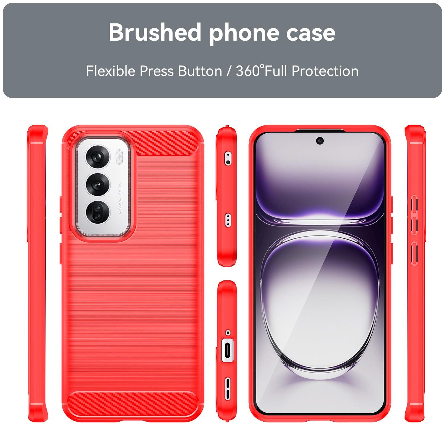 OPPO Reno12 Carbon Fiber Brushed Texture TPU Protective Phone Case Shockproof Slim Cover