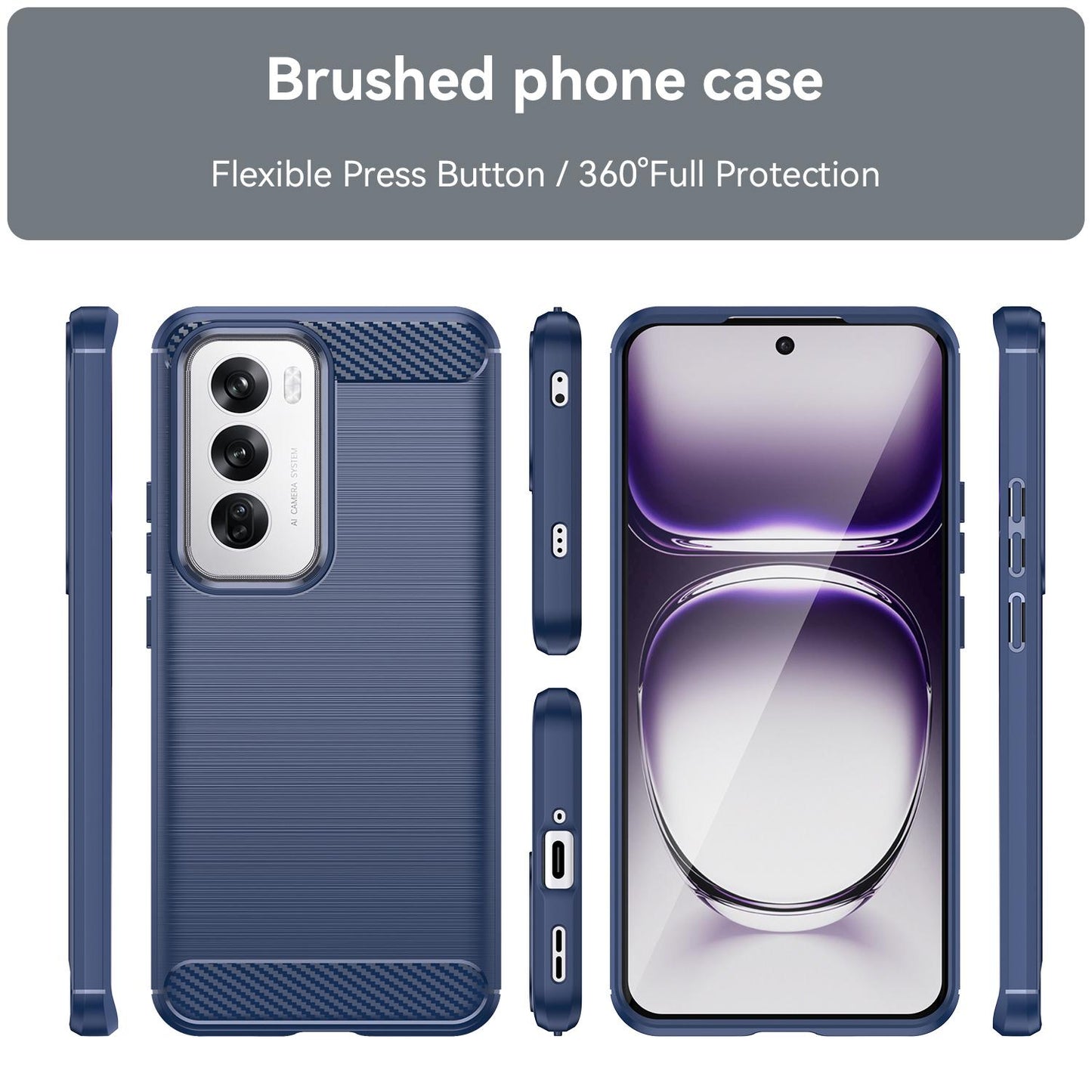 OPPO Reno12 Carbon Fiber Brushed Texture TPU Protective Phone Case Shockproof Slim Cover
